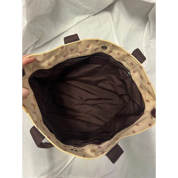 Coach Canvas Stars Floral Tan Shoulder Tote Bag GS - Picture 12 of 13